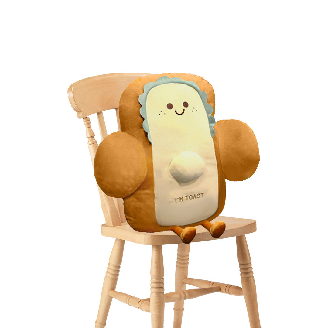 SOGA 58cm Smiley Face Toast Bread Cushion Stuffed Car Seat Plush Cartoon Back Support Pillow Home Decor