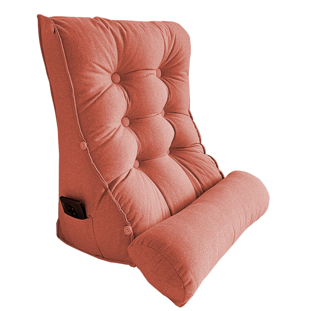 SOGA 45cm Peach Triangular Wedge Lumbar Pillow Headboard Backrest Sofa Bed Cushion Home Decor