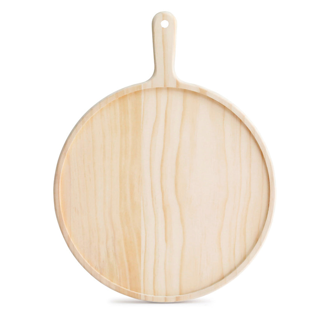SOGA 12 inch Round Premium Wooden Pine Food Serving Tray Charcuterie Board Paddle Home Decor