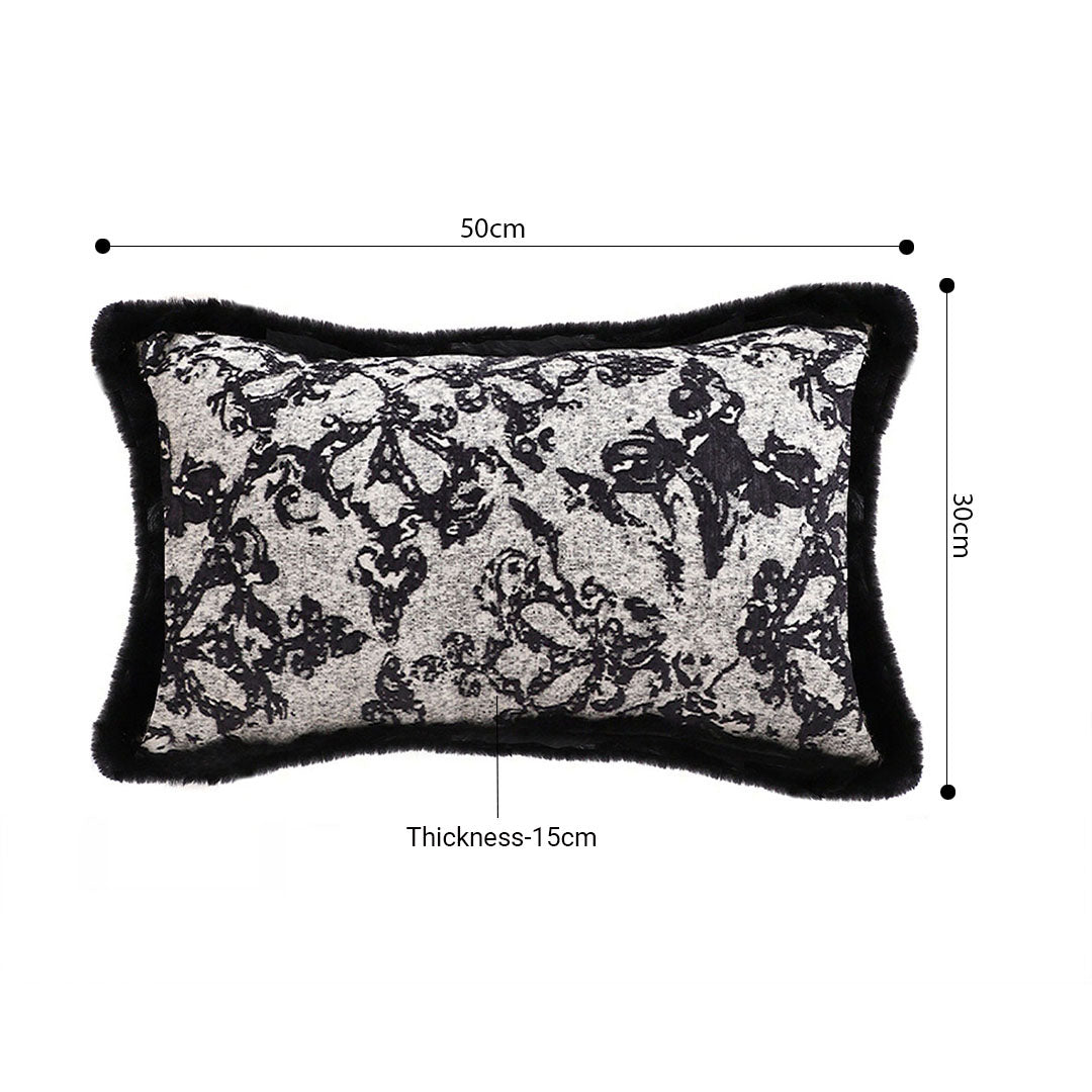 SOGA 2X 30cm Vintage Black Pillowcase Set Black Herringbone Pattern Lumbar Throw Pillow