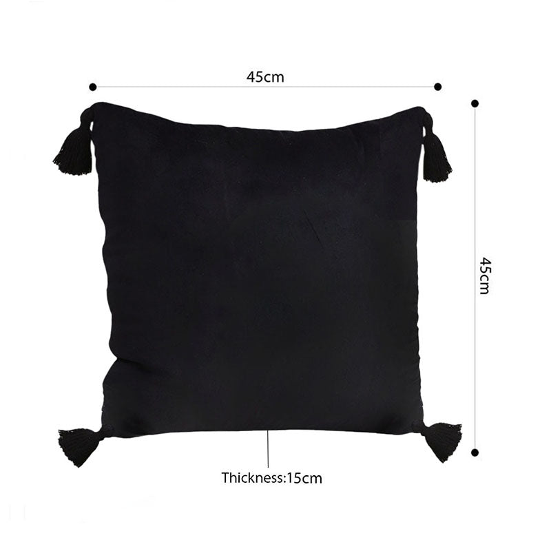 SOGA 2X 45Cm Black Vintage Butterfly Pillow Tassel Velvet Square Throw Pillow