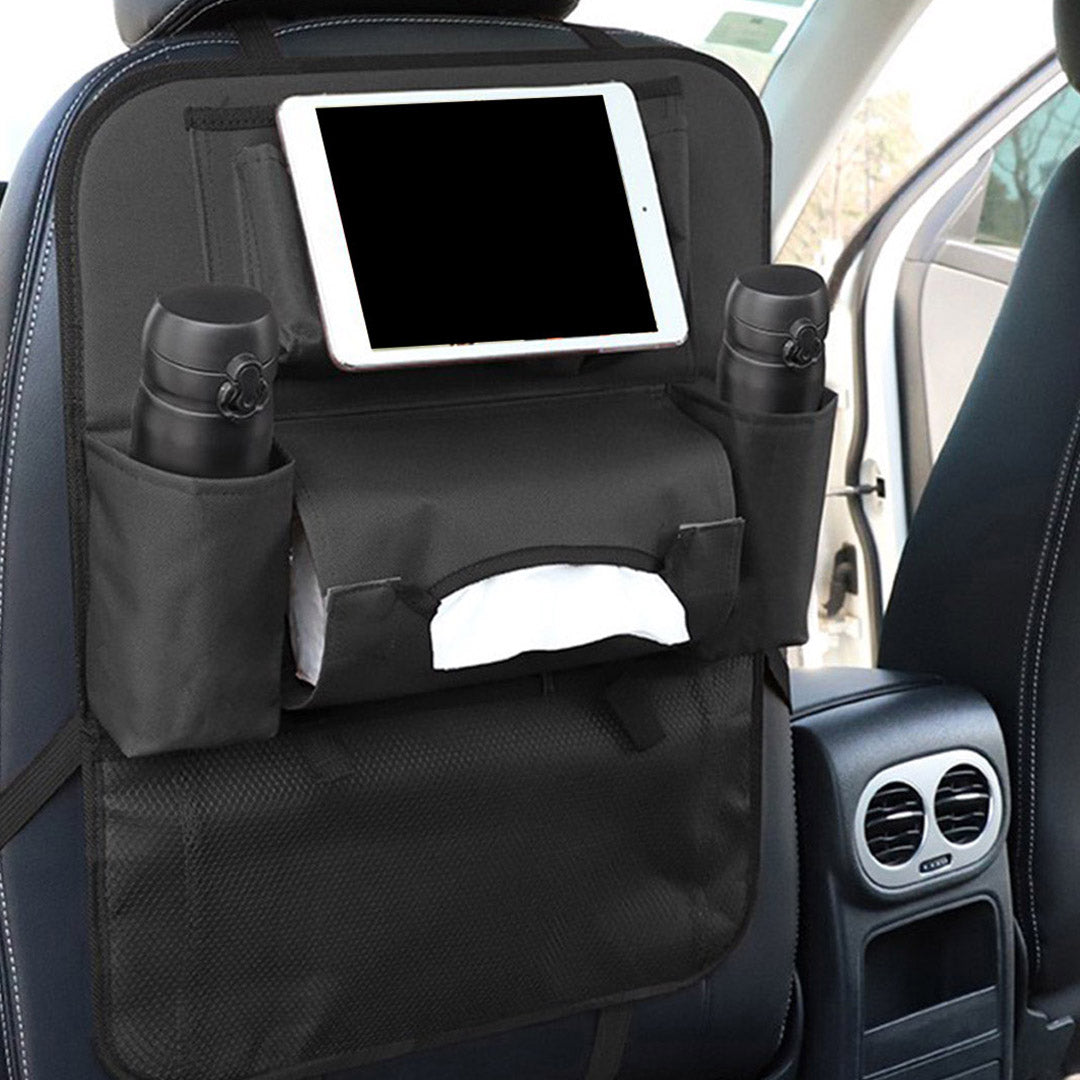 SOGA 2X PVC Leather Car Back Seat Storage Bag Multi-Pocket Organizer Backseat and iPad Mini Holder Black