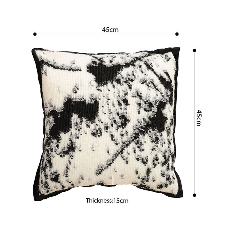 SOGA 2X45cm Light Vintage Leopard Print Black & White Ink Splatter Wide-Edge SquareThrow Pillow
