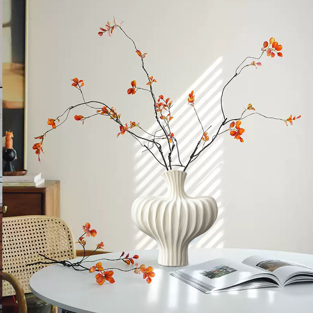 SOGA 2X 28X30cm Ornament Large Matte White Vases Countertop Decoration Accessories Porch Crafts Home Decor