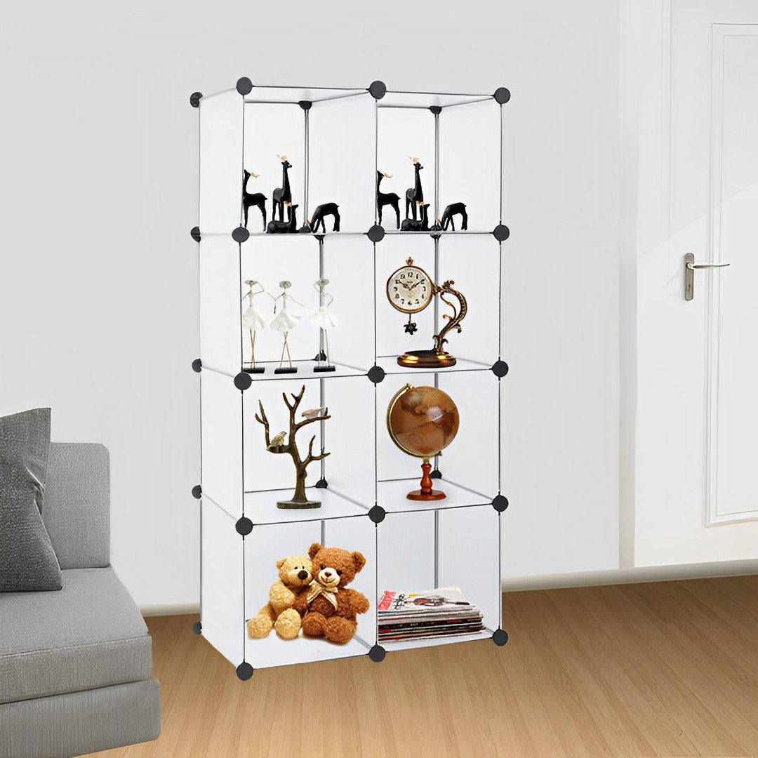SOGA 2X 8-Cube Transparent Shelf Box Portable Cubby DIY Storage Shelves Modular Closet Organiser