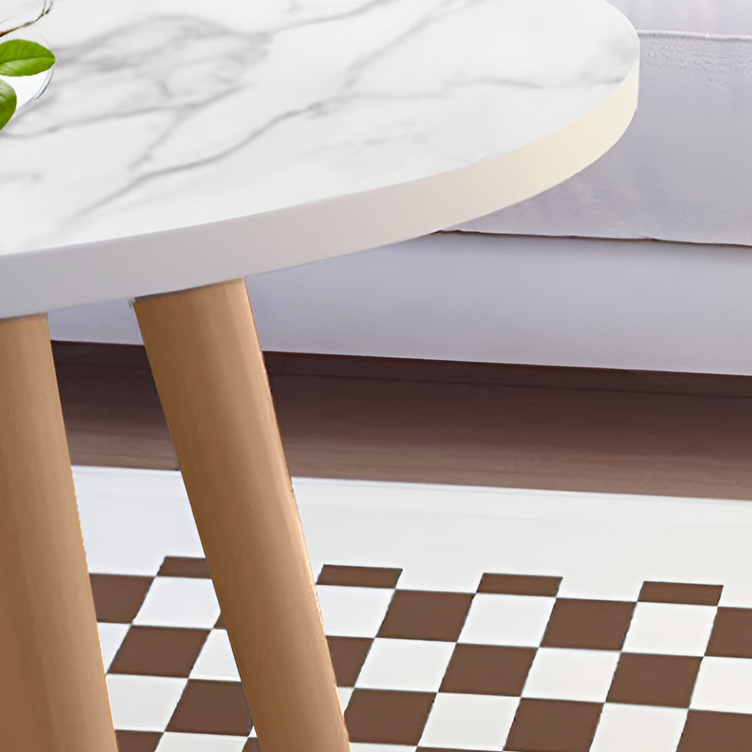 SOGA 80x40cm White Stone Pattern Living Room Nordic Coffee Table Modern Style
