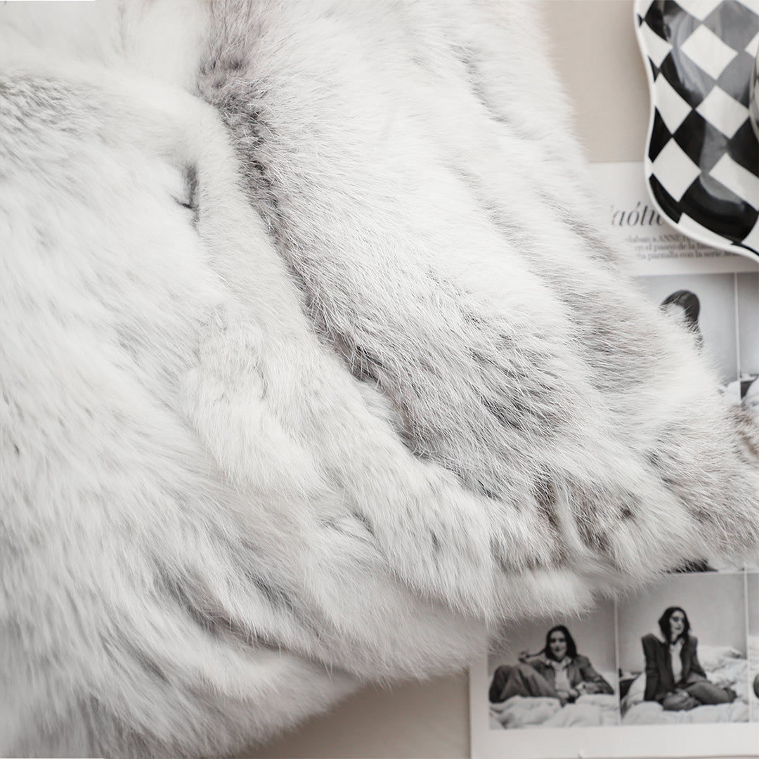 SOGA 2X 45cm Throw Pillow Floral Gray Rabbit Fur Square Warm Cozy Decorative Cushion Home Decor