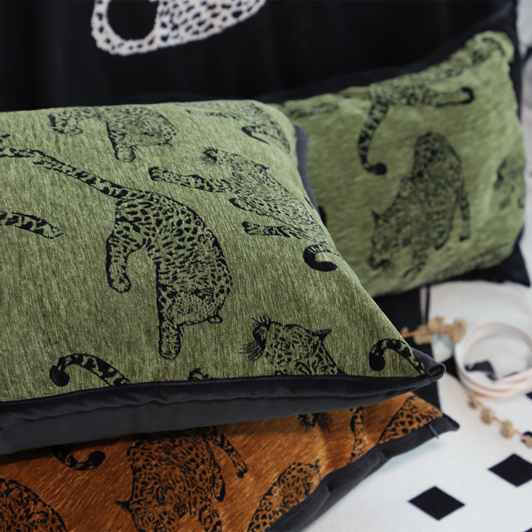 SOGA 2X 40cm Throw Pillow Green Leopard Square Retro Decorative Cushion for Living Room