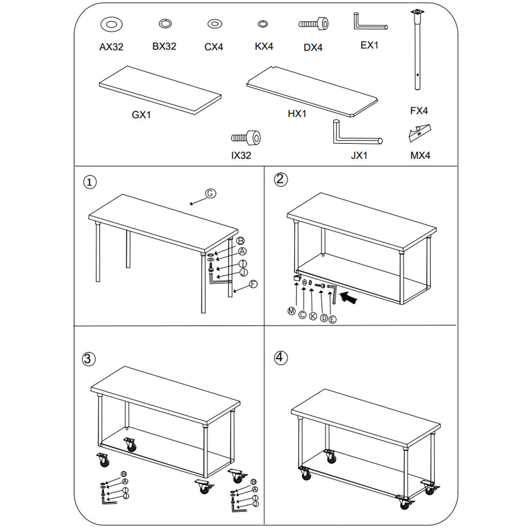 SOGA 120cm Commercial Catering Kitchen Stainless Steel Prep Work Bench Table with Wheels