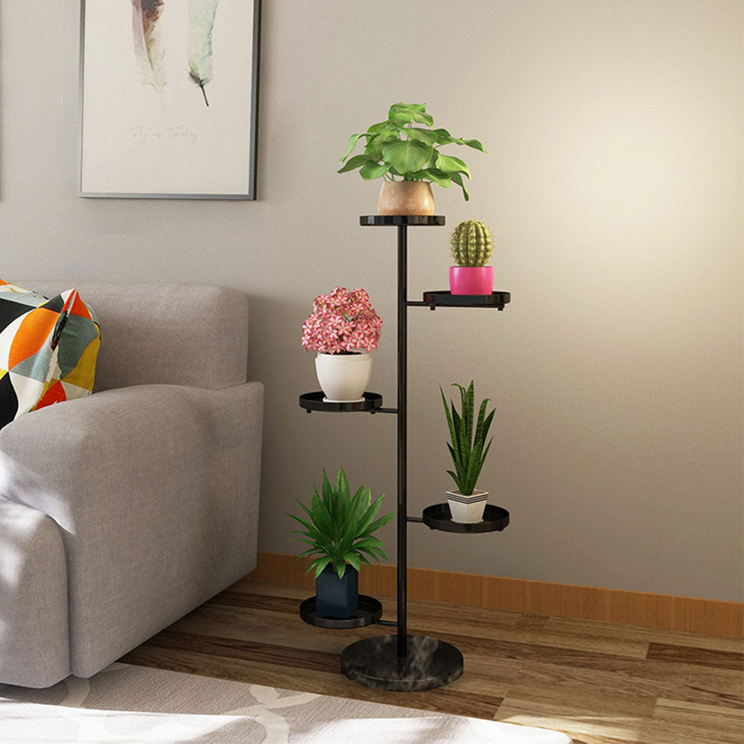 SOGA 3 Tier Black Round Plant Stand Flowerpot Tray Display Living Room Balcony Metal Decorative Shelf