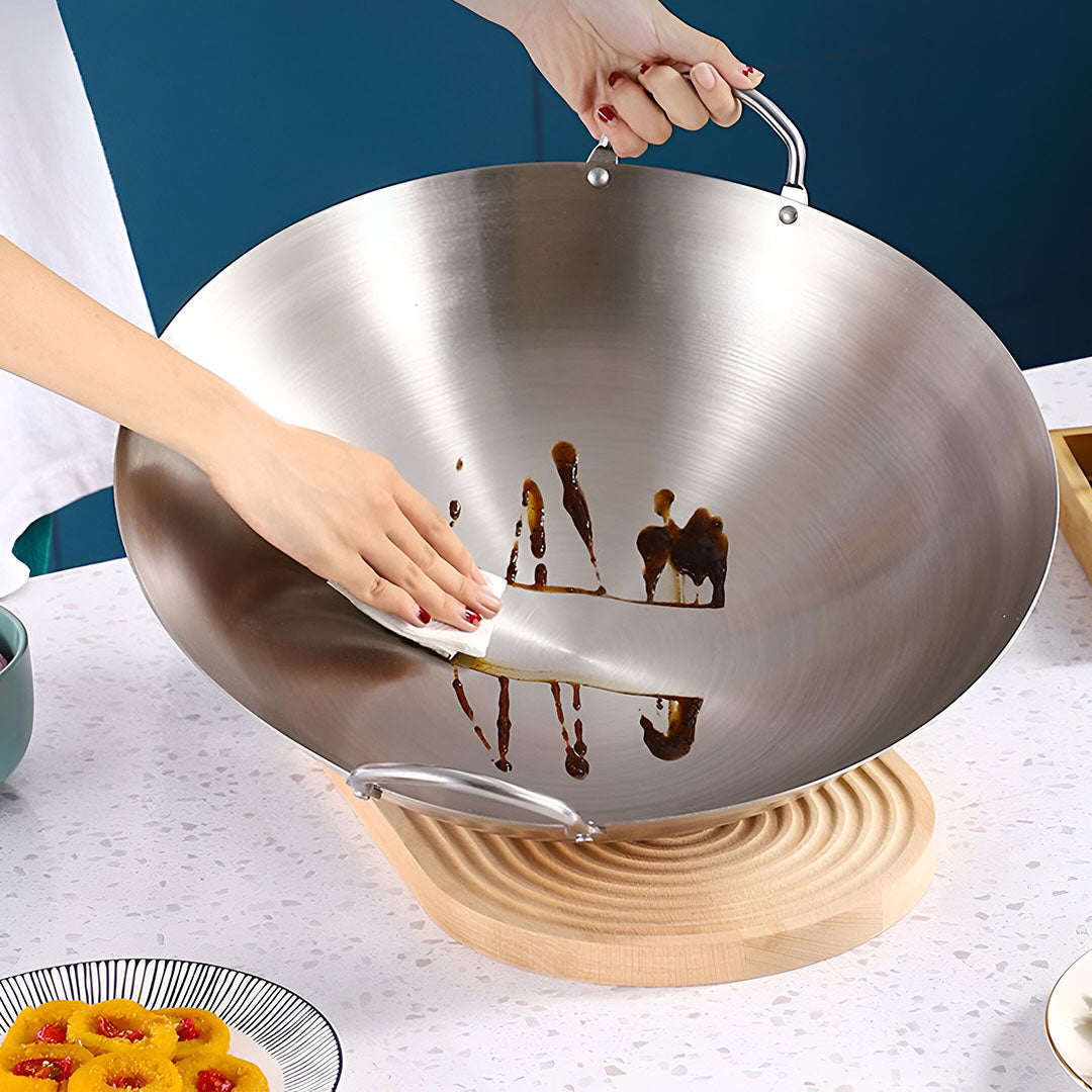 SOGA 43cm Stainless Steel Kitchen Cooking Wok with 2 Sturdy Handles