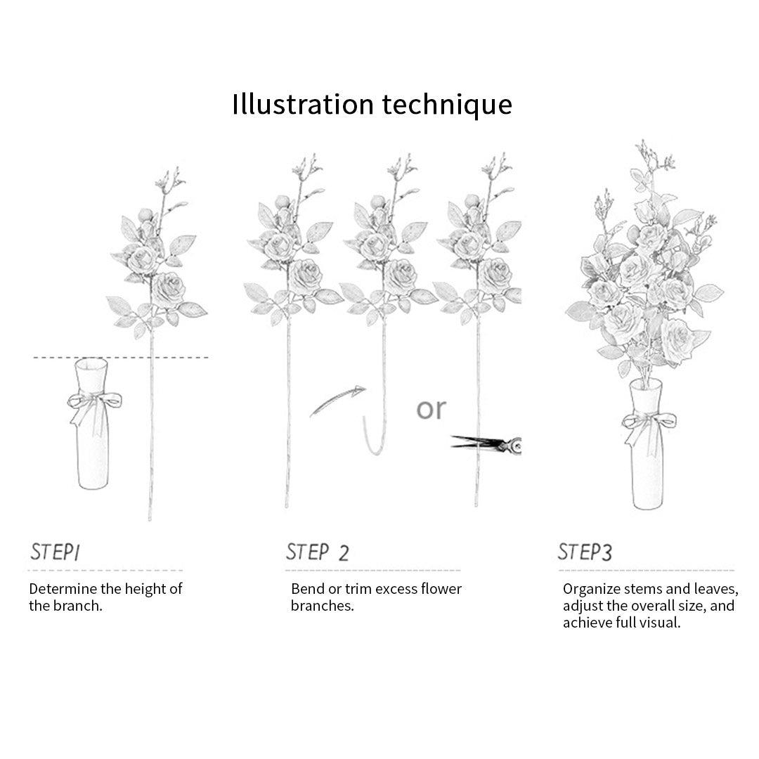 SOGA Green Glass Flower Vase with 8 Bunch 5 Heads Artificial Fake Silk Rose Home Decor Set