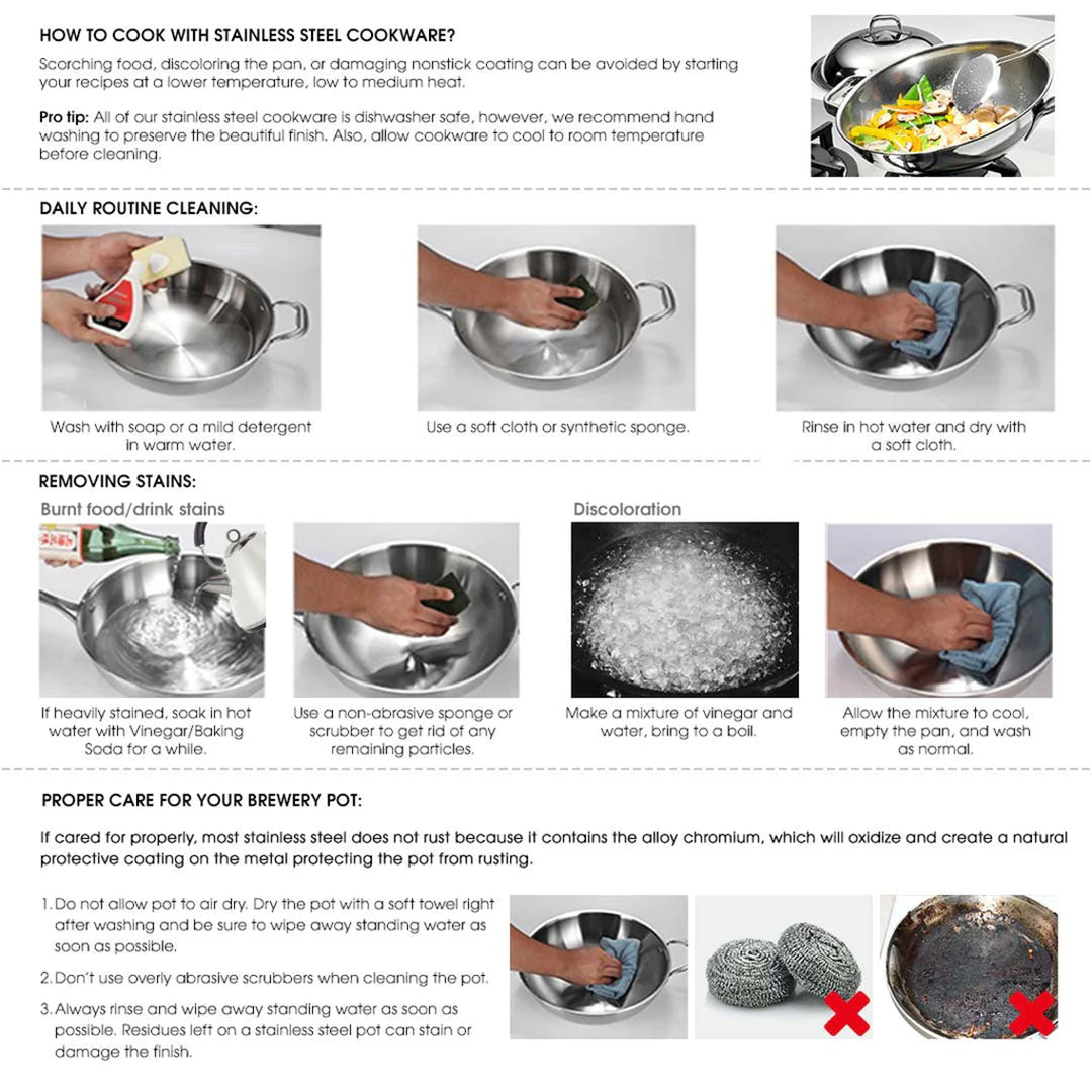 SOGA Stainless Steel Fry Pan 20cm 34cm Frying Pan Skillet Induction Non Stick Interior FryPan