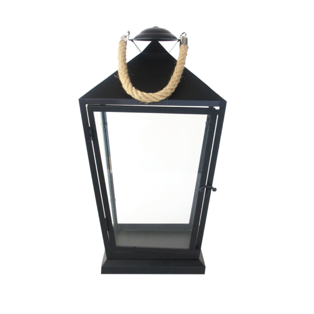 Esschert Design — Black Lantern w/ Hanging Rope · Medium 1