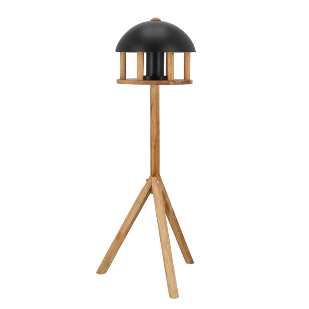 Esschert Design — Freestanding Black & Oak Bird Feeder · Round 1