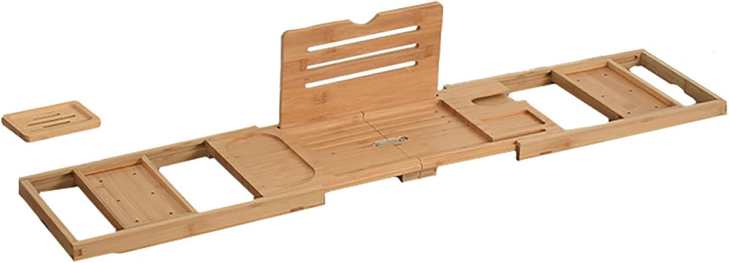Serenluxe™ Foldable Bamboo Bath Caddy Tray — Expandable & Adjustable Bathtub Rack 8