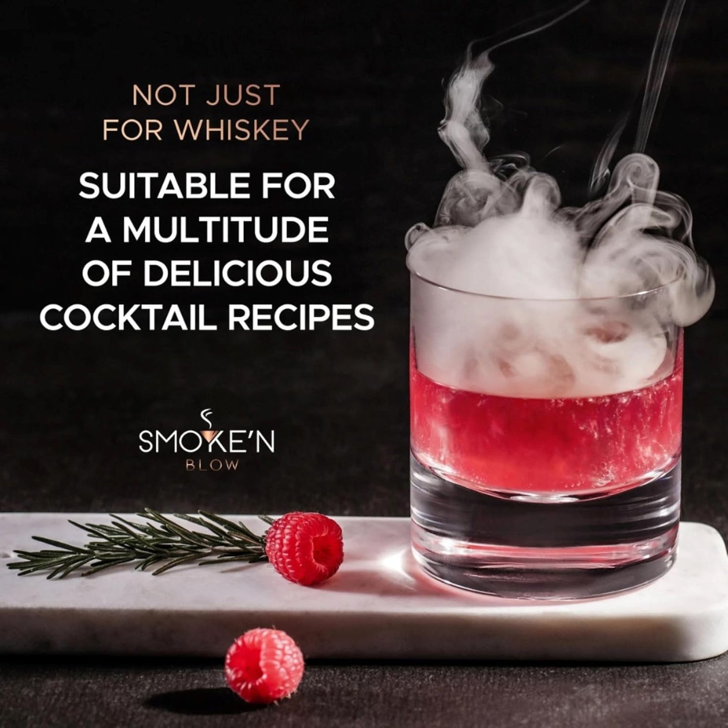 Cocktail Smoker Set. Whiskey Smoker. Cocktail Smoking Infusion Kit Featuring Whisky Smoker Glass, Wood Chips, Stones & Luxury Gift Set. Infuse Your Old Fashioned Bourbon with Smoke n Blow
