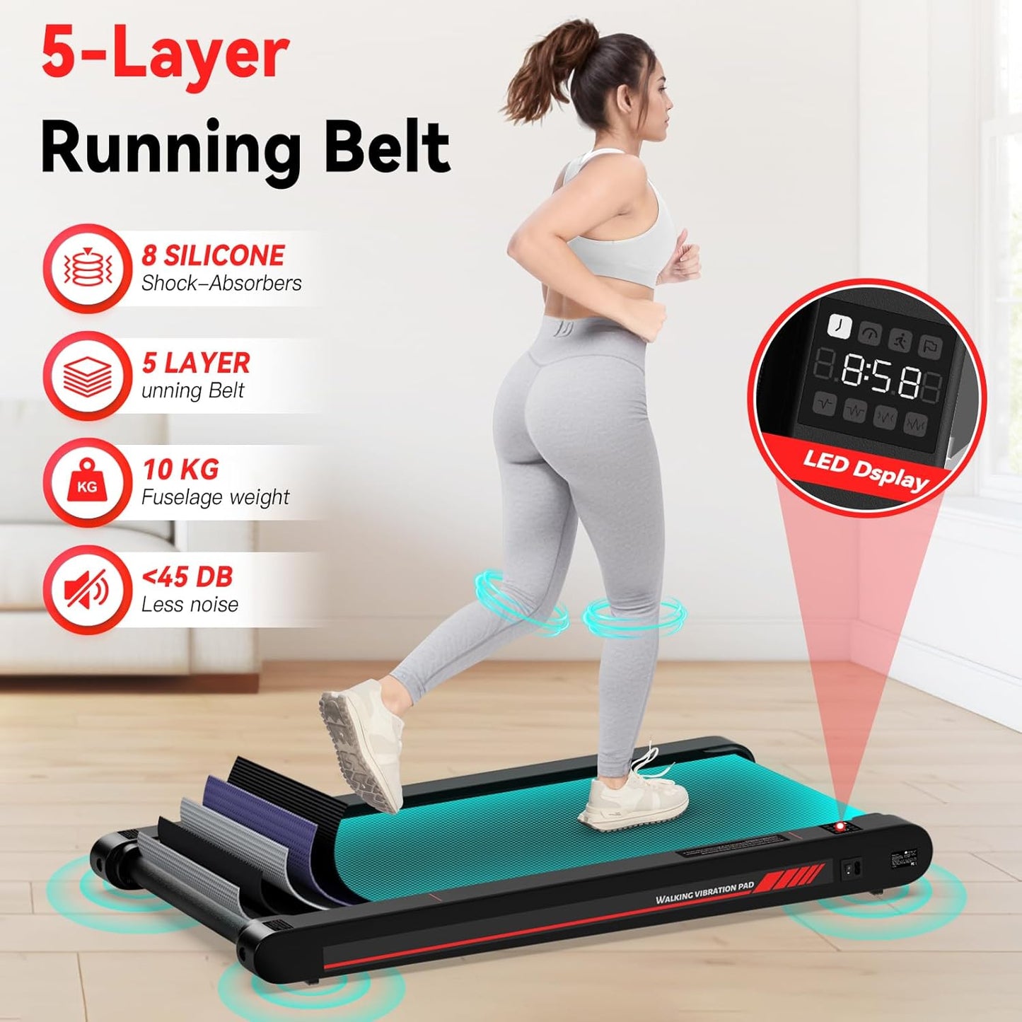 Sperax 3 in 1 Walking Vibration Pad, Under Desk Treadmill with APP, Portable Treadmills for Home, Walking Pad Treadmill with Remote Control