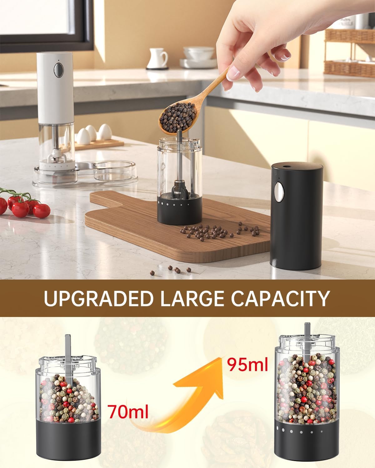 CIRCLE JOY Electric Salt and Pepper Grinder Set Rechargeable