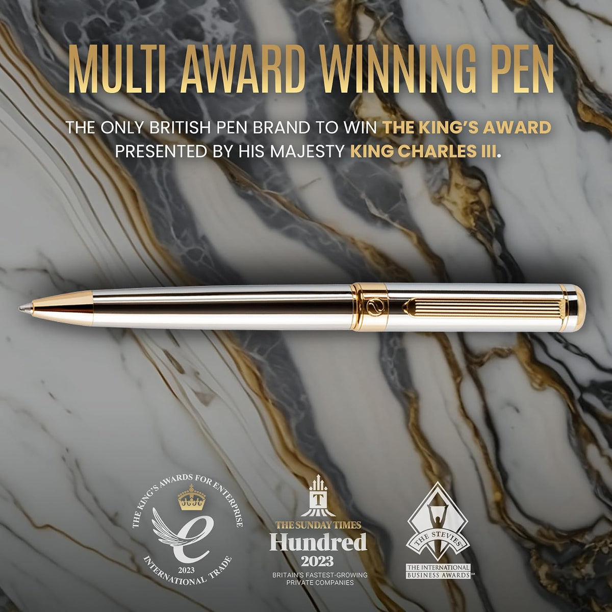 Scriveiner Silver Chrome Ballpoint Pen - Stunning Luxury Pen