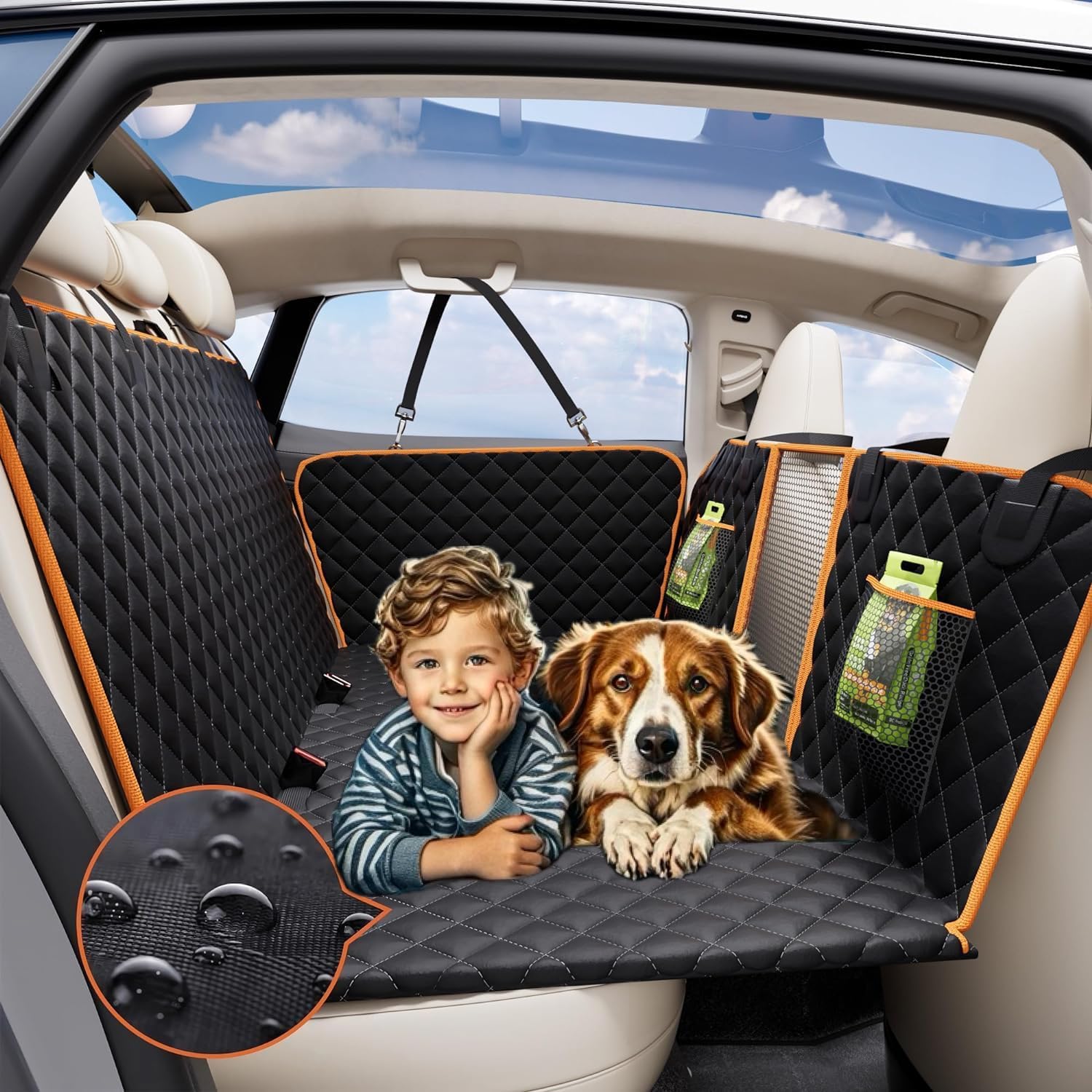Back Seat Extender for Dogs Dog Car Seat Cover with Hard Bottom