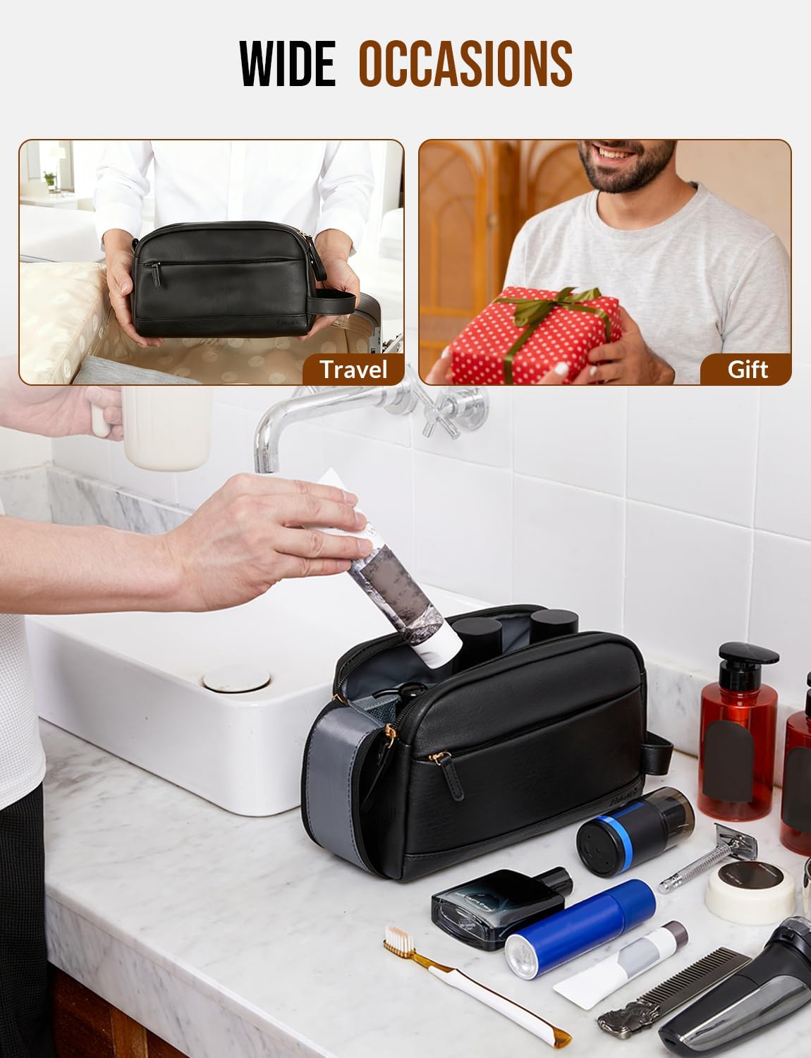 PU Leather Toiletry Bag for Men