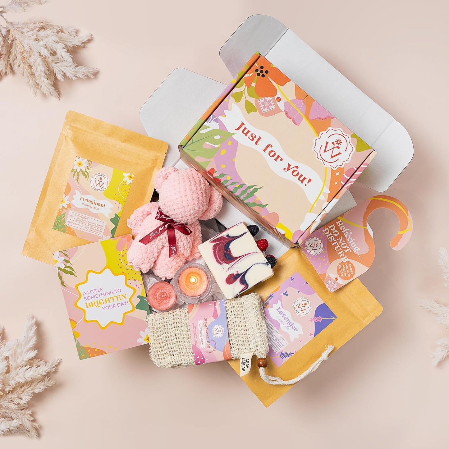 Gifts for women. bath and body spa set with artisan soap,bath salts & tealight candles. Christmas gift, pamper gift basket for mum, sister,teacher.Wedding,Baby shower & Anniversary gift for her.