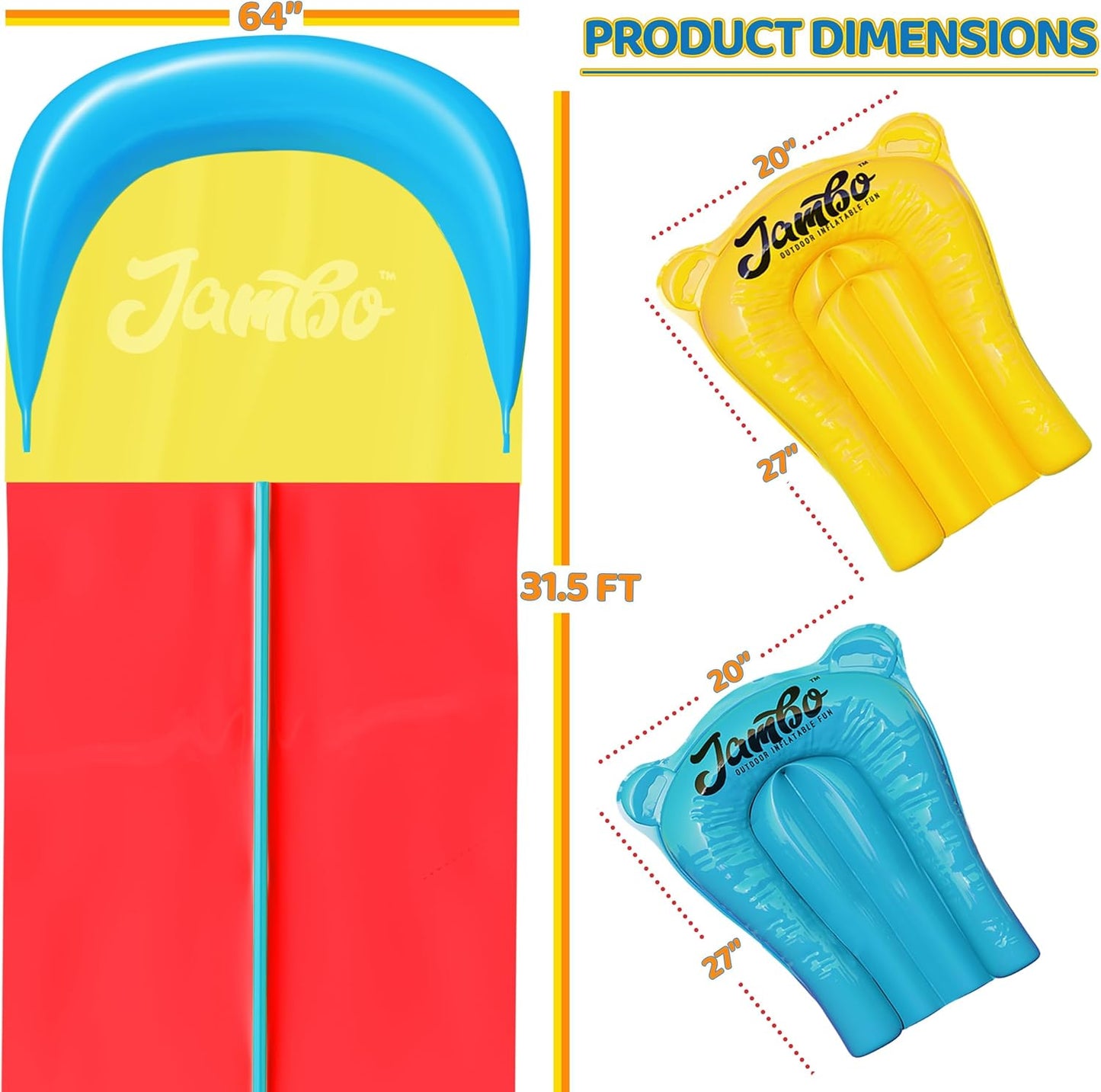 Jambo Double Lane Slip Splash and Slide (Double Lane, 24FT XL Slide)