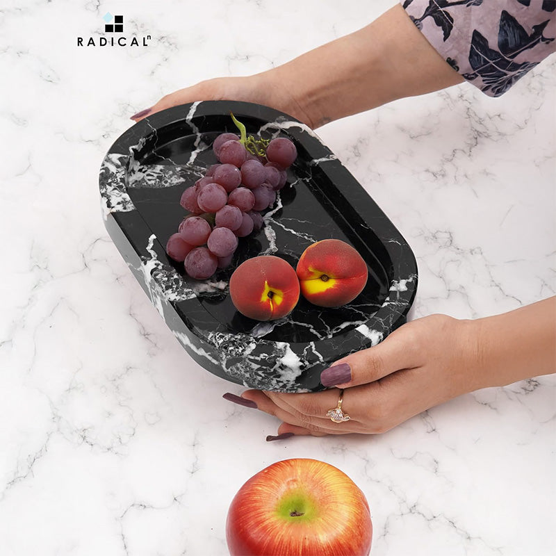 Marble Pedestal Oval Tray