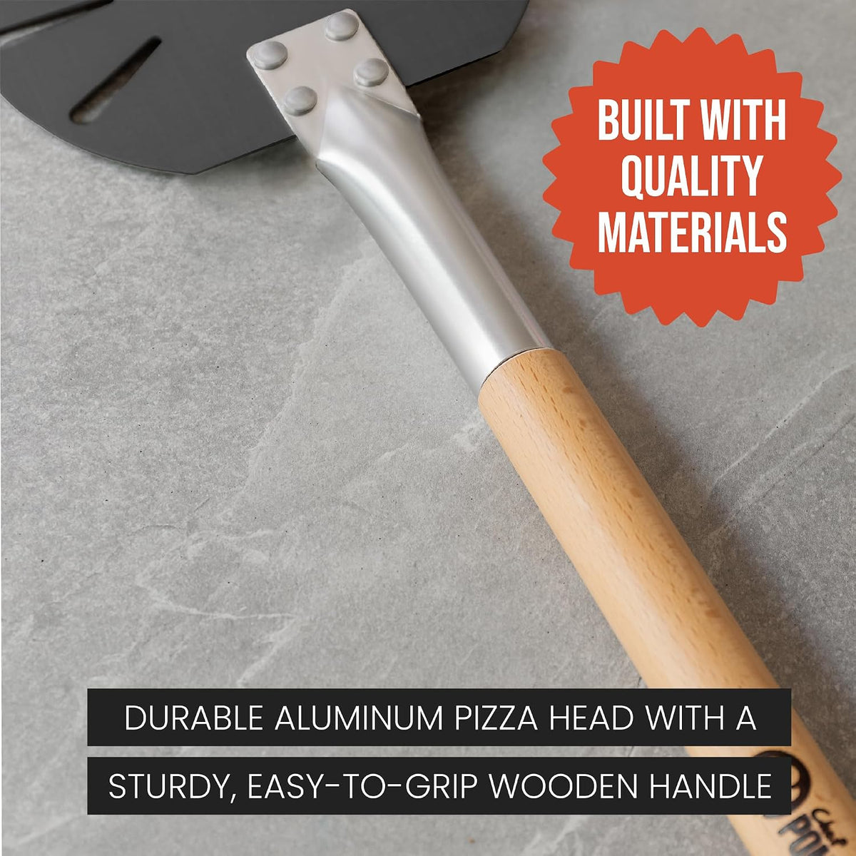Chef Pomodoro Mini Aluminum Pizza Turning Peel with Wood Han