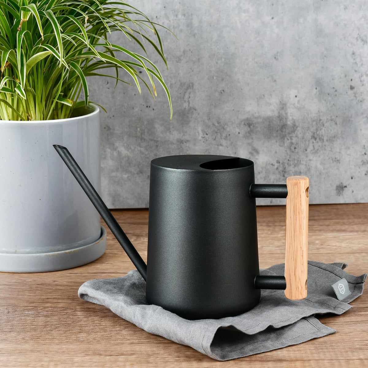 IMEEA 35oz/1000ml Indoor Watering Can Black Watering Can wit