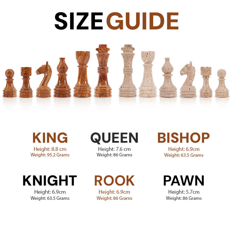 Chess Figures – Travertine & Red