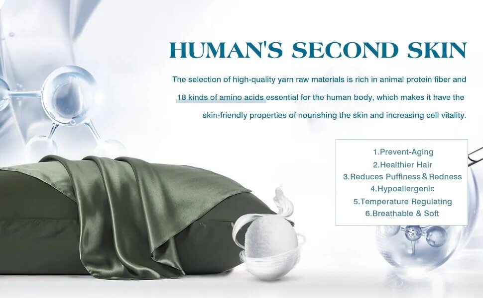 Anyhouz Pillowcase 50x90cm White Natural Mulberry Silk For Comfortable And Relaxing Home Bed