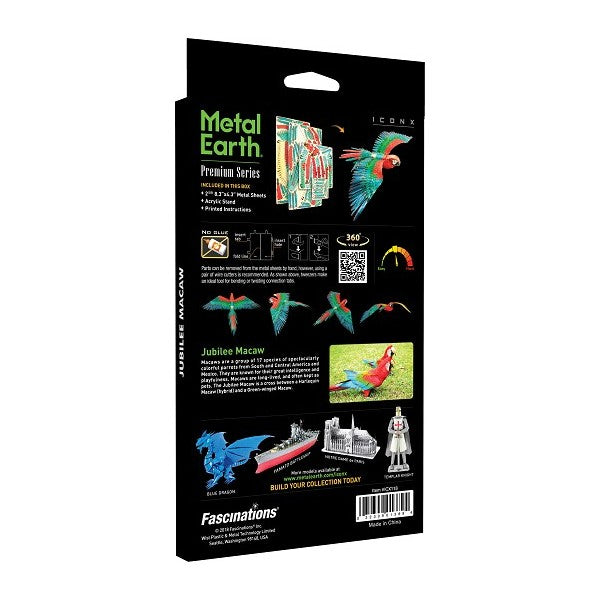 Metal Earth ICONX Parrot - Jubilee Macaw – 3D Metal Model Kit