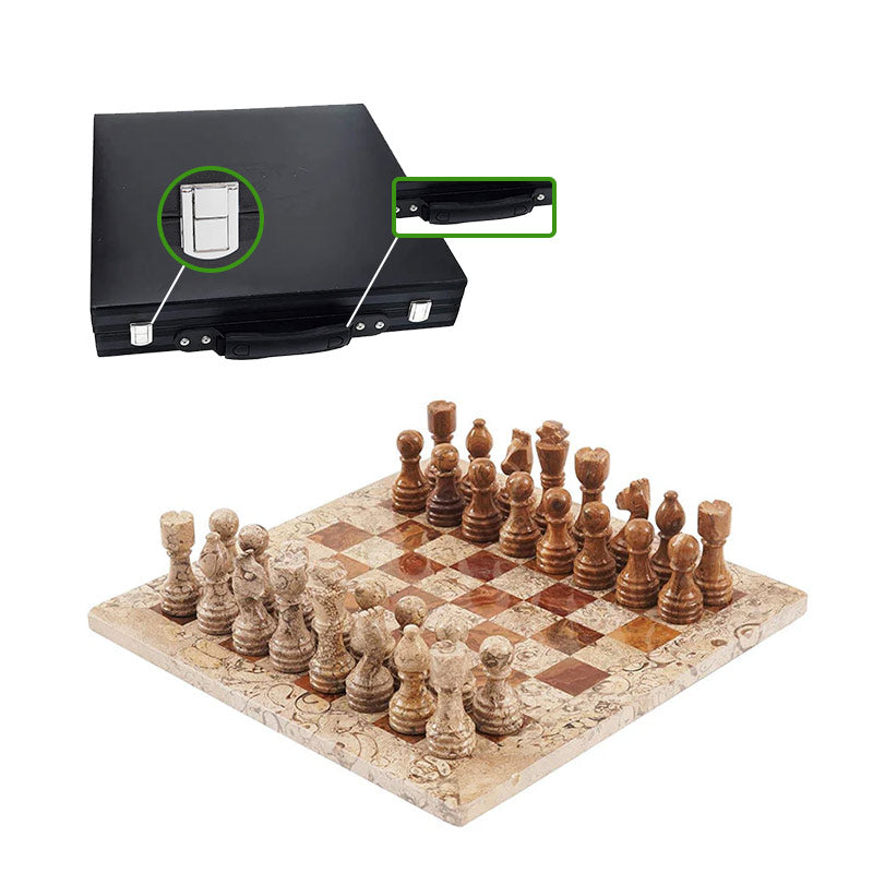 Marble Chess Set 30cm – Coral & Red