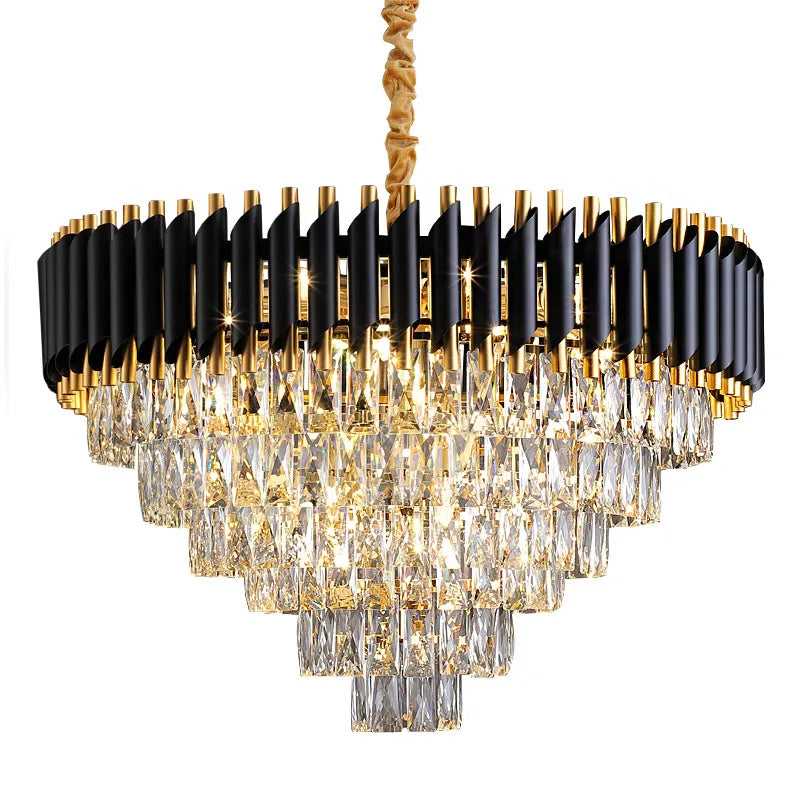 Luxury Black Gold Metal Led Chandeliers For Living Room Dining Modern ...