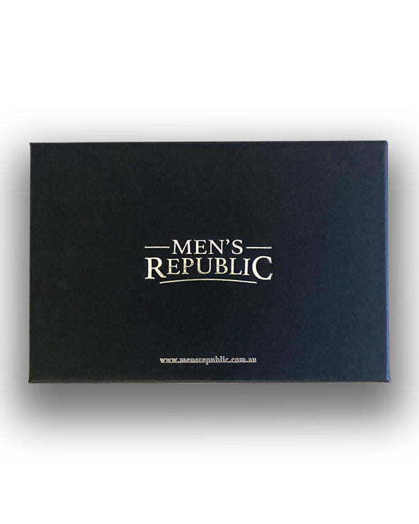 Men's Republic Leather Wallet and Keyring Set - Brown 7