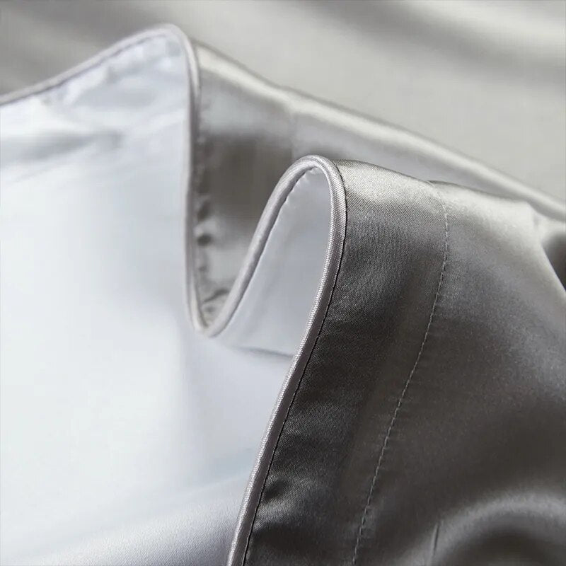 Anyhouz Pillowcase 50x75cm Dark Gray Pure Real Silk For Comfortable And Relaxing Home Bed