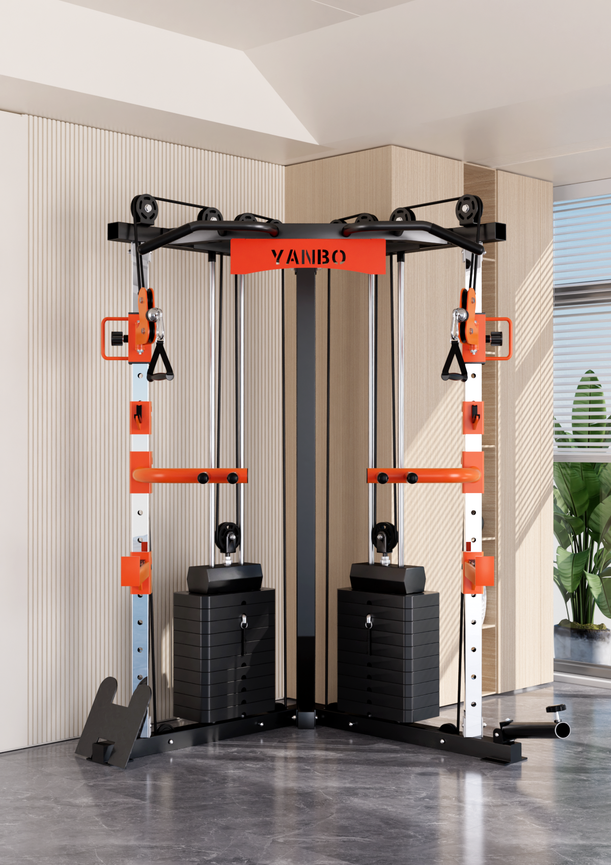 SmartFit C1 Max Multi Functional Cable Crossover Station 140kgs Pin Loaded Machine + Multi Func Bench+7Ft Olympic Barbell + 100kgs Weights