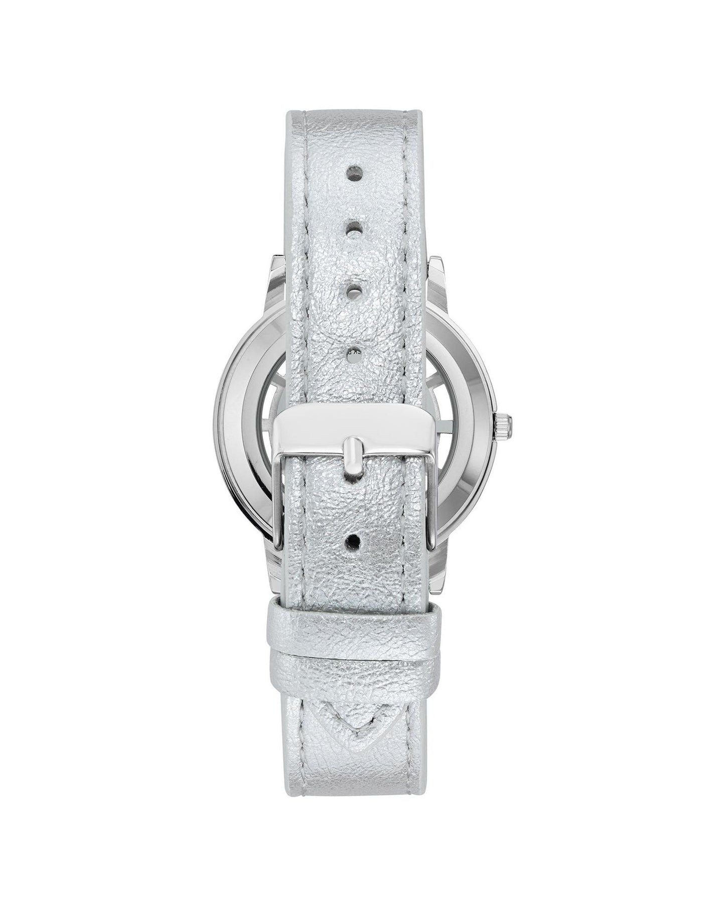 Silver Analog Fashion Watch with Rhinestone Facing One Size Women