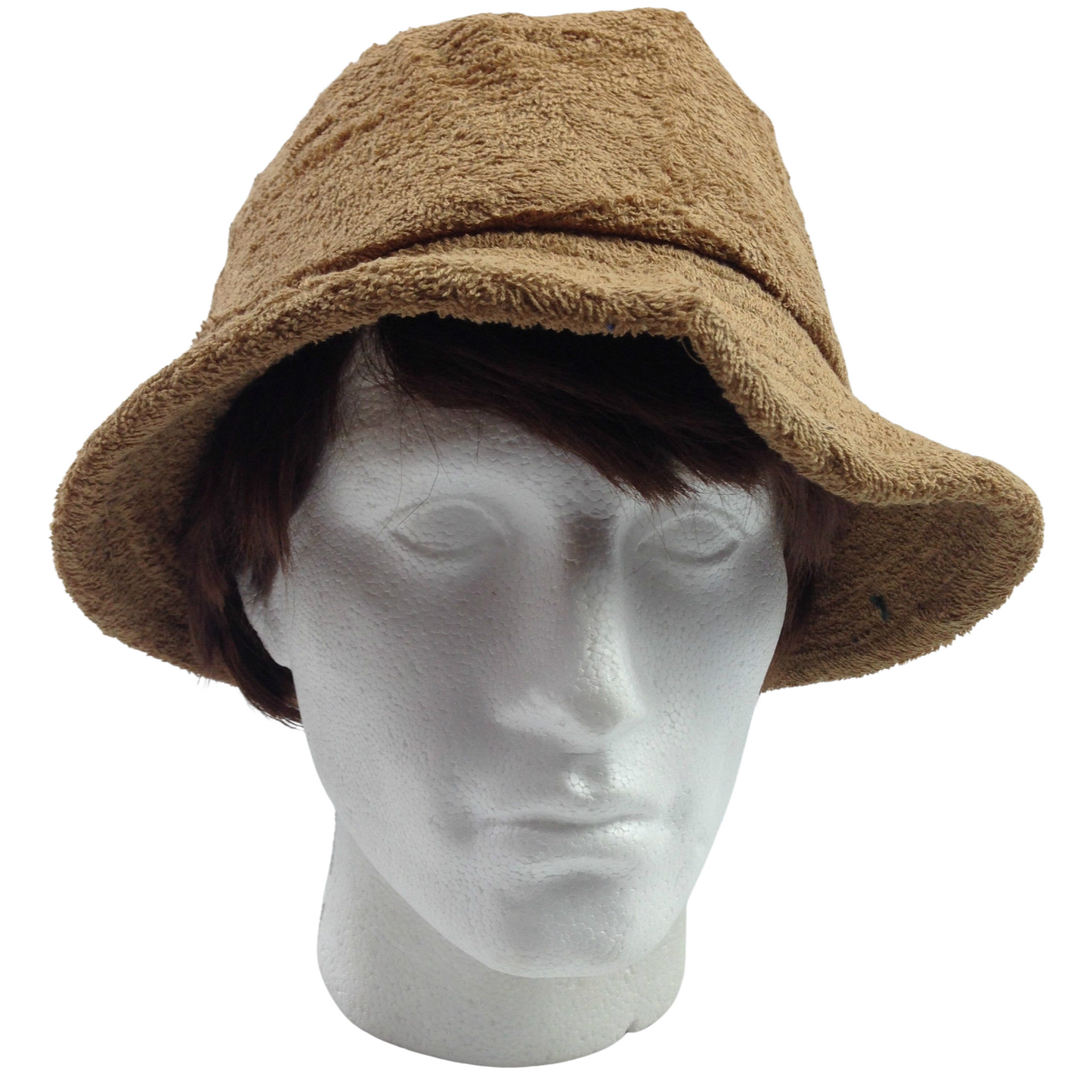 Terry Towelling BUCKET HAT Daggy Fishing Camping Lad Cap Retro 100% COTTON - Tan Brown - X-Large
