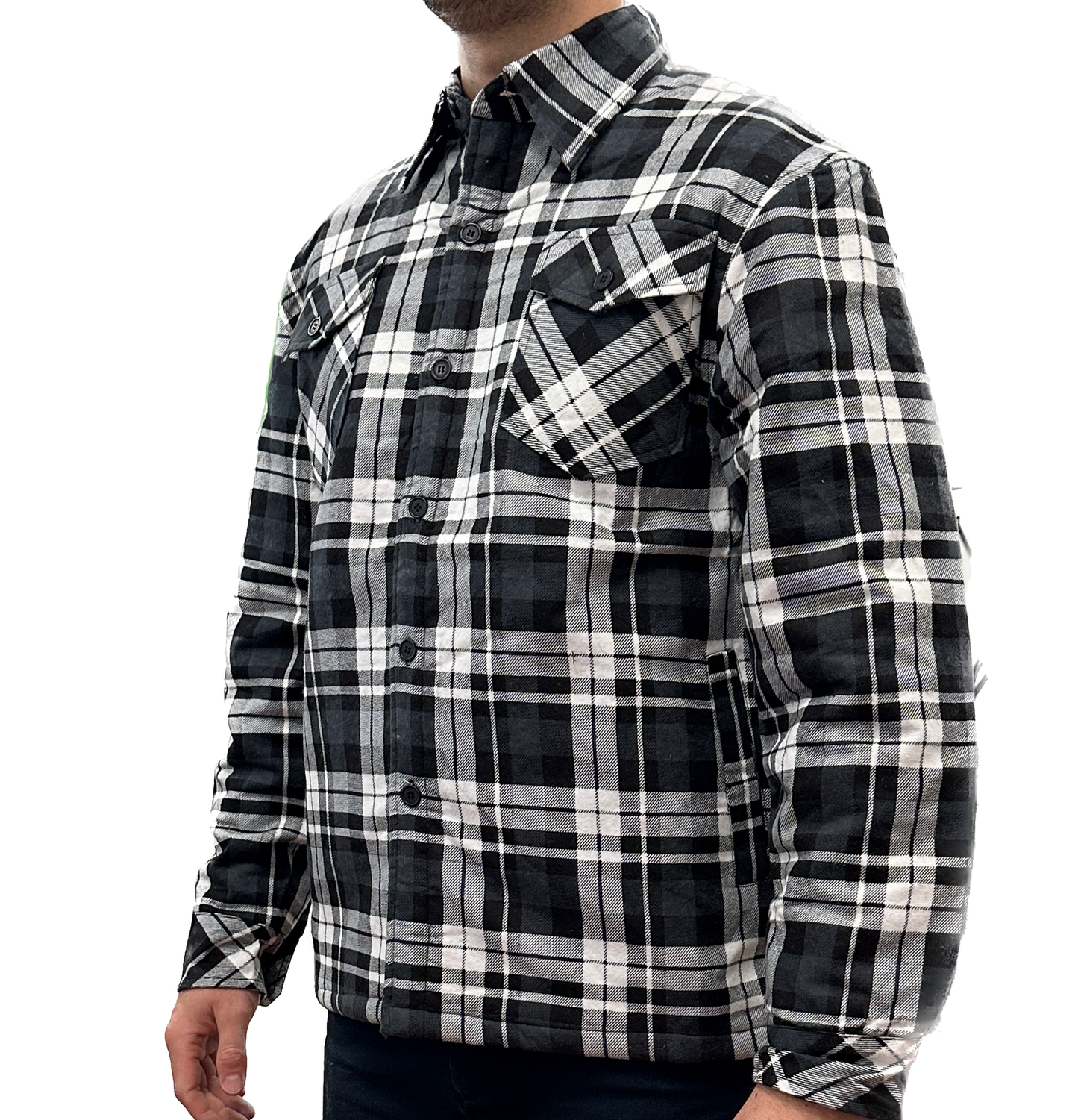 Mens QUILTED FLANNELETTE SHIRT 100% COTTON Flannel Jacket Padded Long Sleeve -...