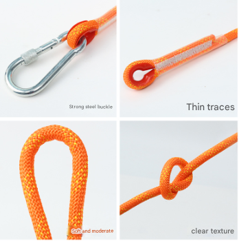 Red 10mm Double Hook Climbing Rope Set - 15m Durable Outdoor Safety Rescue Cord