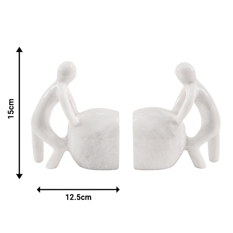 Marble Stone Man Bookends - Set of 2