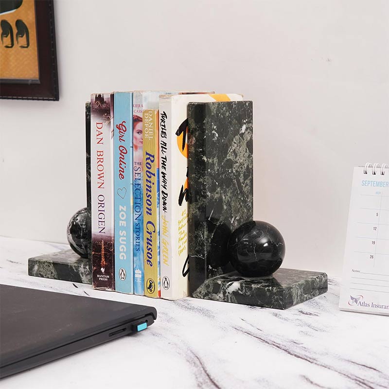 Marble L-Shaped Bookends - Set of 2
