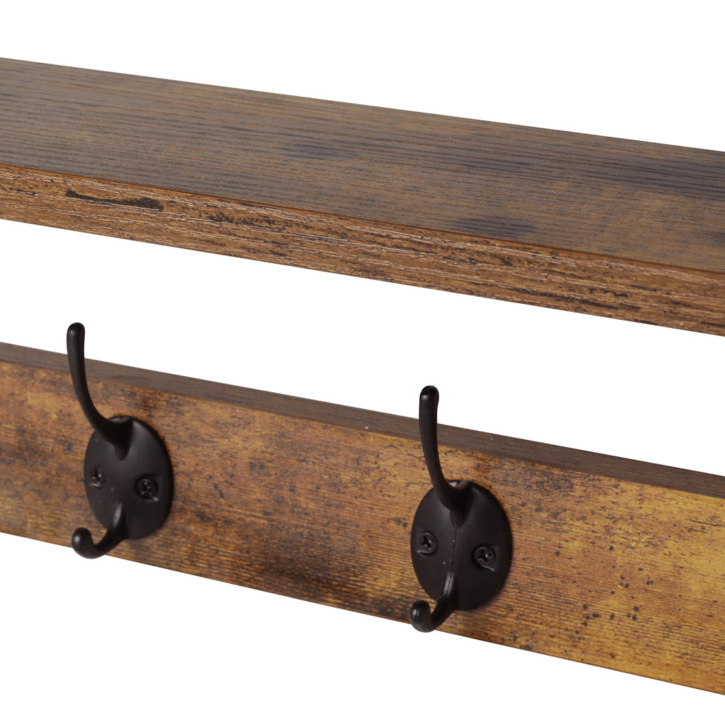Levede Coat Rack Shelf Wall Mounted Entryway Double Hook Wall Floating Hat Rack β image 6