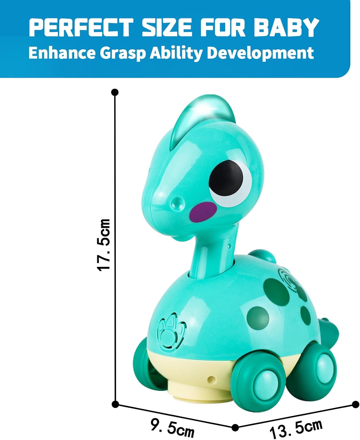 Baby Toys, Touch and Go Musical Crawling Dinosaur Toys with Lights & Sounds, Learning Gifts for Boys Girls Toddlers Kids