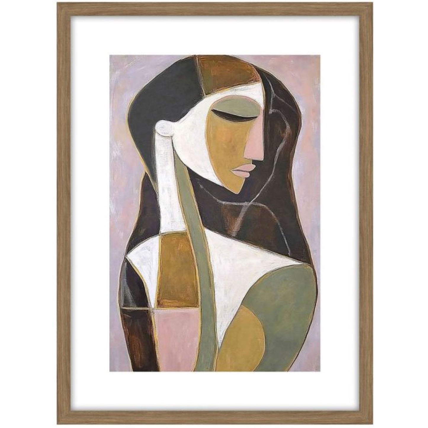 Serena a Glass Framed Canvas - Oak