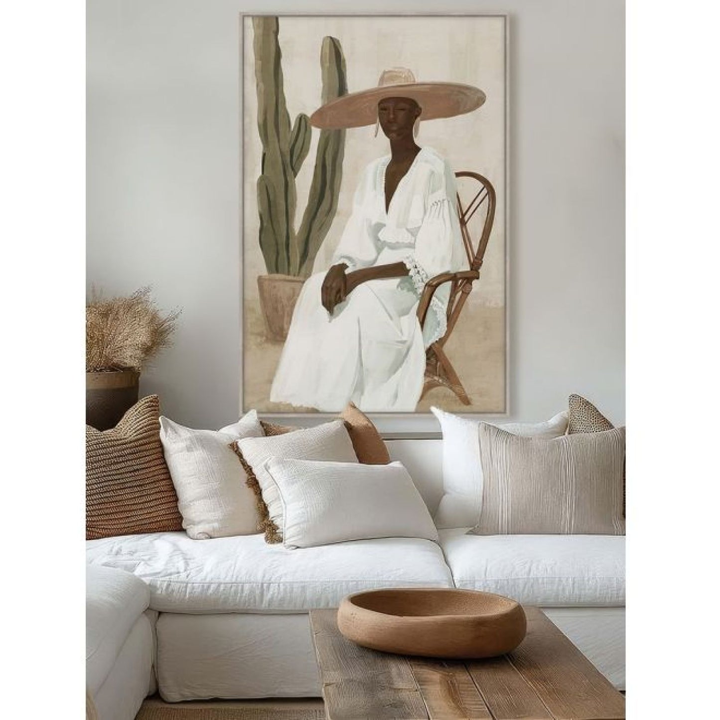 Camila Framed Canvas - Wood Look