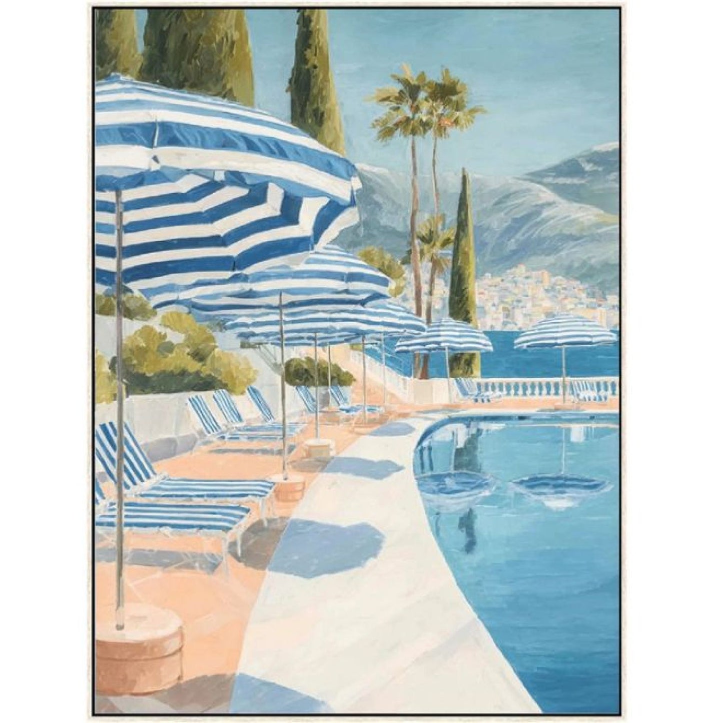 European Summer b Framed Canvas - White wa